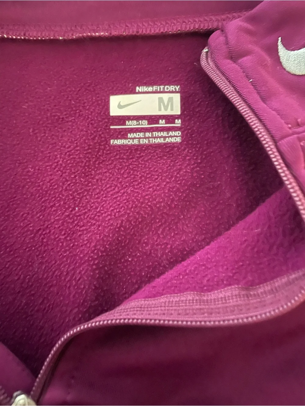 Nike Women's Dri-FIT Quarter Zip Pullover Purple Size M Ptp 18 Length 25